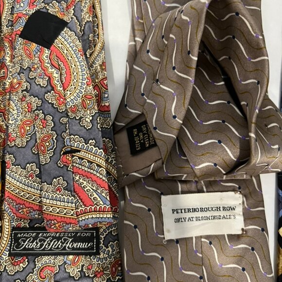 Vintage Lot of 9 Silk & Polyester Browns Yellow Ties Saks Bill Blass More - Picture 7 of 10